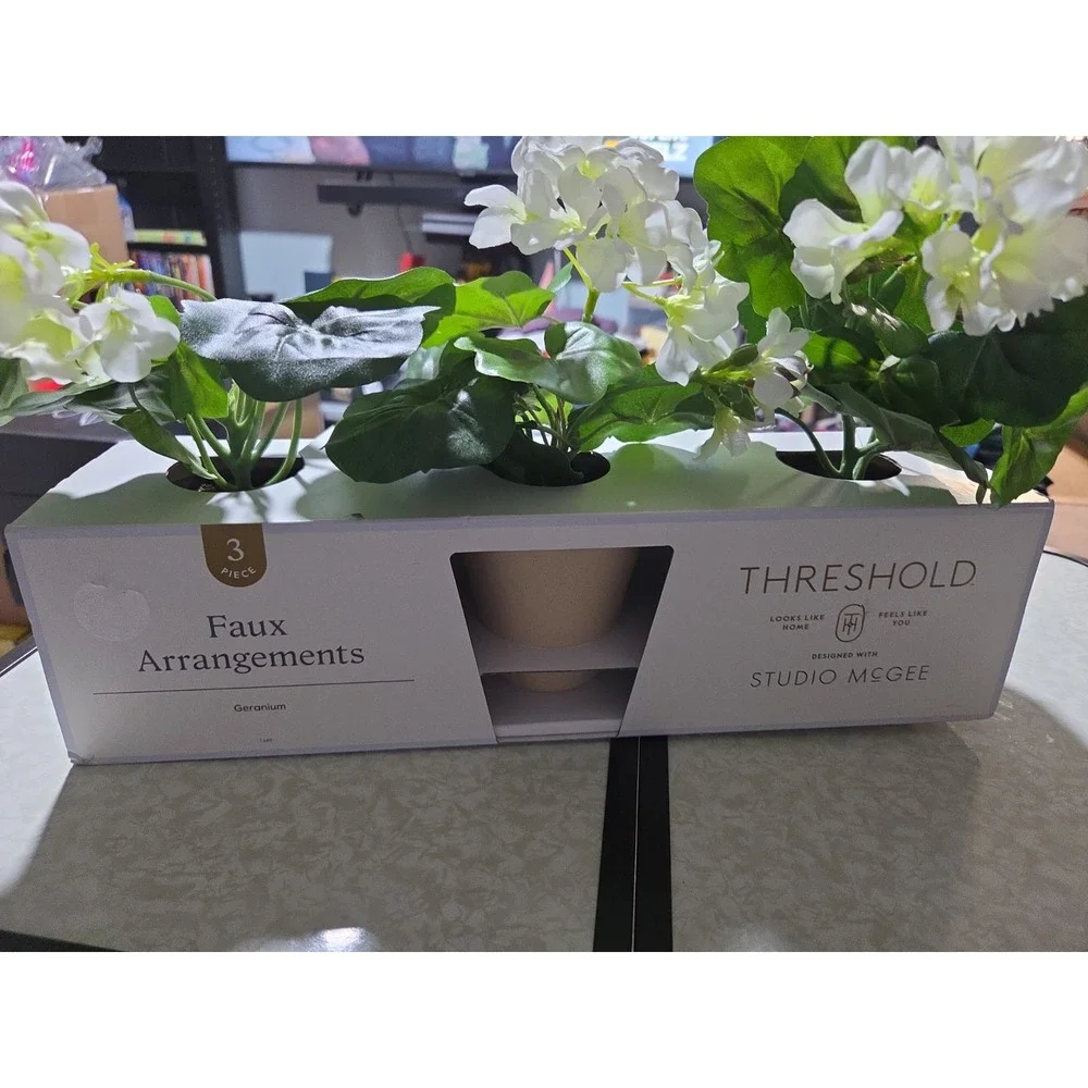 Set of 3 Geranium Potted Arrangements - Threshold Studio McGee Decorative Plants